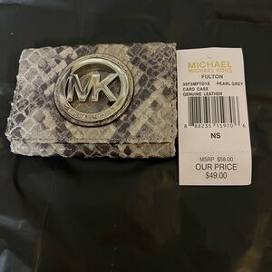 Michael Kors pearl grey Snakeskin Card Holder